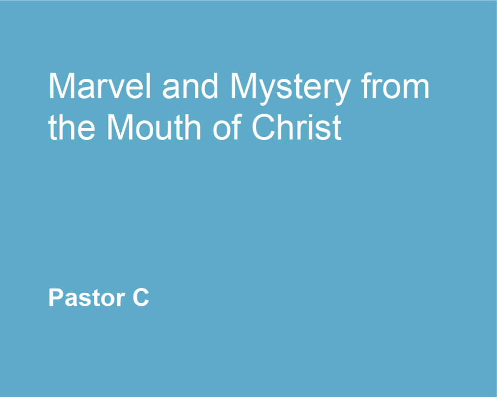 Marvel And Mystery From The Mouth Of Christ